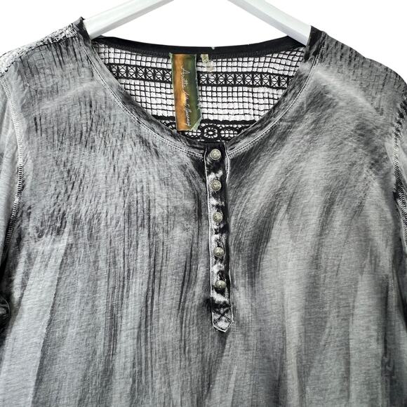 Aratta Silent Journey Distressed Long Sleeve Top XL Cuff Sleeve Bohemian Top - Picture 7 of 11